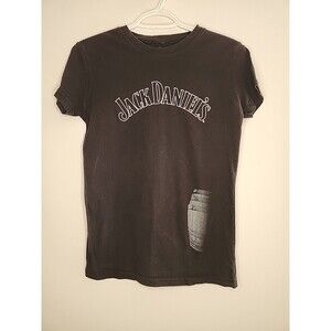 Jack Daniels Women's Cotton Crew Neck Graphic Shirt Black Sz. M slim fit